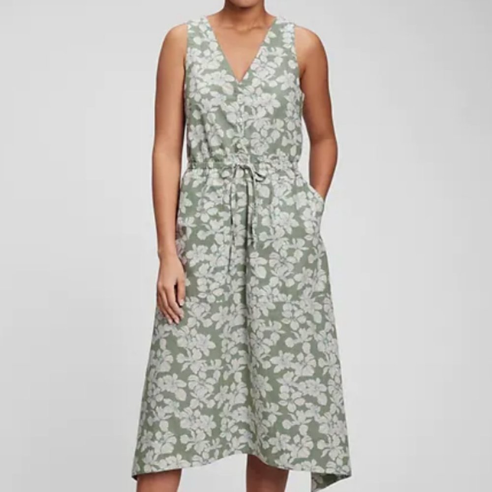 Tie-Waist Midi Dress w/Pockets NWT